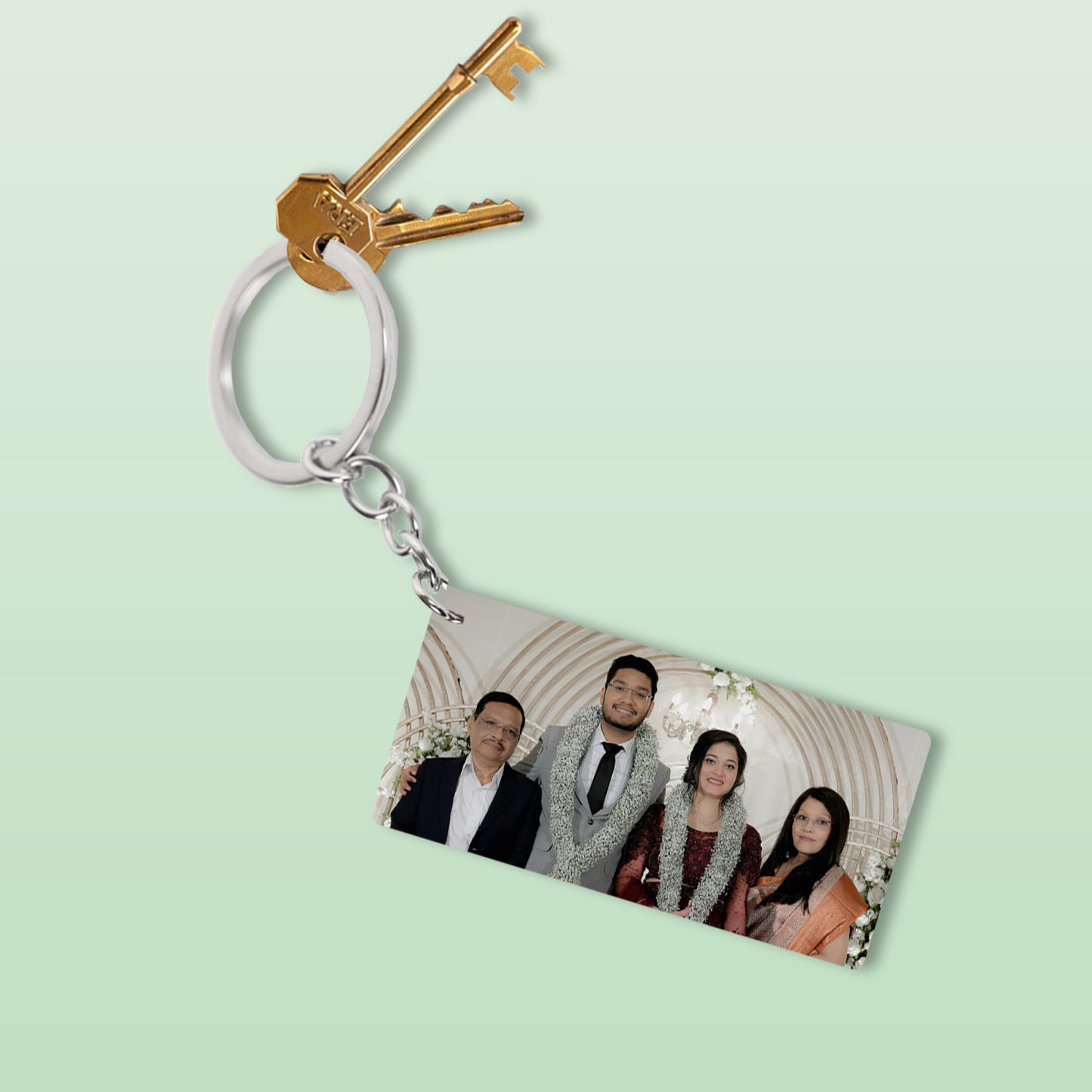 Personalized keychain Long rectangle set of two